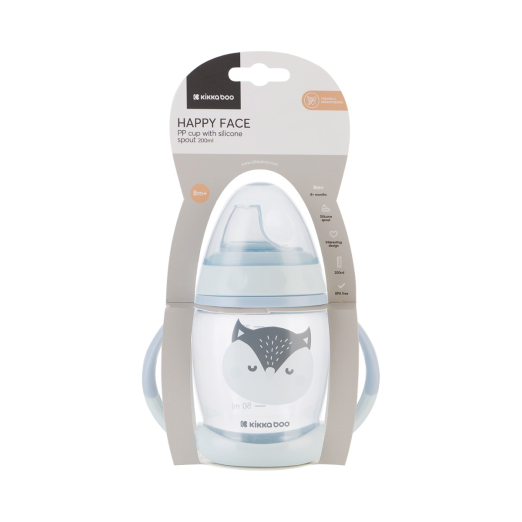 Kikka Boo Κύπελλο Με Στόμιο Σιλικόνης 200ml Happy Face Blue Kikka Boo Κύπελλο Με Στόμιο Σιλικόνης 200ml Happy Face Blue