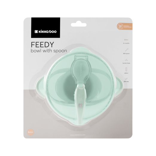 Kikka Boo Παιδικά Μπολ Φαγητού Με Κουτάλι Feedy Mint