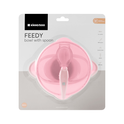 Kikka Boo Παιδικά Μπολ Φαγητού Με Κουτάλι Feedy Pink Kikka Boo Παιδικά Μπολ Φαγητού Με Κουτάλι Feedy Pink