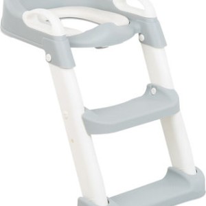 Kikka Boo Παιδικό Κάθισμα Τουαλέτας Lea Mε Εύκαμπτη Επιφάνεια Χερούλια Kαι Σκαλοπάτι Γκρι