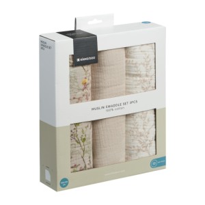 Kikka Boo Πάνες Αγκαλιάς Από Μουσελίνα 100x100εκ. 3τμχ Secret Garden Beige