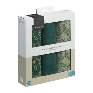Kikka Boo Πάνες Αγκαλιάς Από Μουσελίνα 100x100εκ. 3τμχ Secret Garden Green