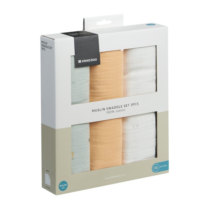 Kikka Boo Πάνες Αγκαλιάς Από Μουσελίνα 100x100εκ. 3τμχ Sleepy Sheep