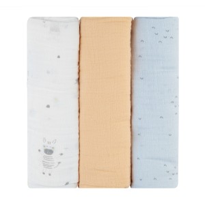 Kikka Boo Πάνες Αγκαλιάς Από Μουσελίνα 100x100εκ. 3τμχ Stripy Friends