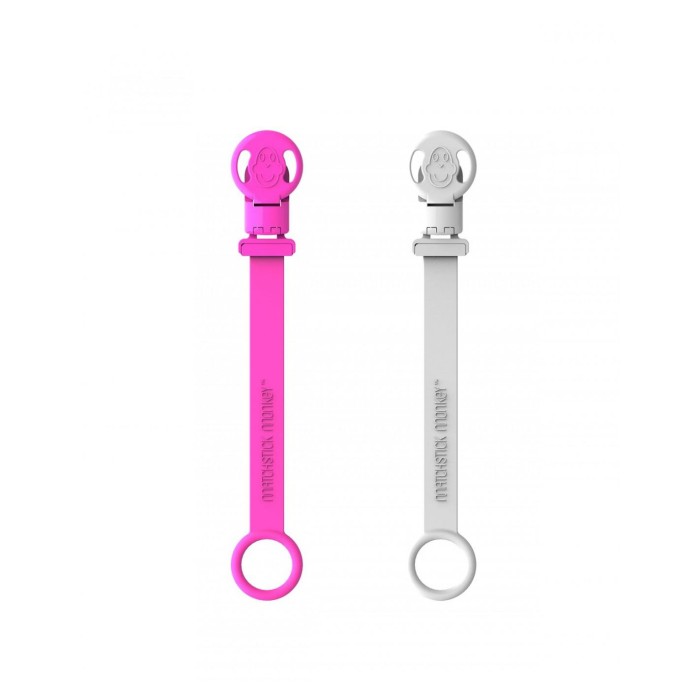 Κλιπ Πιπίλας Μασητικό Ροζ - Γκρι Matchstick Monkey
