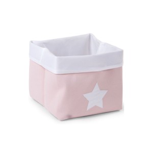 Κουτί Αποθήκευσης Κανβάς Ροζ Λευκό Childhome