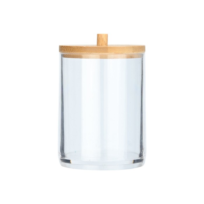 Κουτί Αποθήκευσης & Οργάνωσης Bamboo Essentials Για Δίσκους Ντεμακιγιάζ 7x7x12cm Με Καπάκι Estia