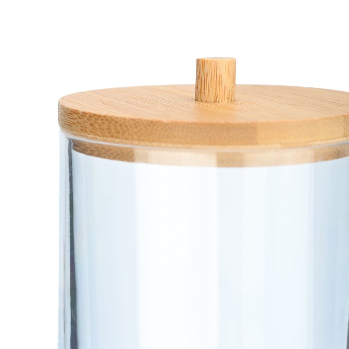 Κουτί Αποθήκευσης & Οργάνωσης Bamboo Essentials Για Δίσκους Ντεμακιγιάζ 7x7x12cm Με Καπάκι Estia