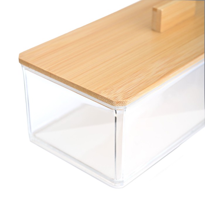 Κουτί Αποθήκευσης & Οργάνωσης Bamboo Essentials Ορθογώνιο 23.3x9.4x8.8cm Με Καπάκι Estia