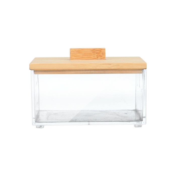 Κουτί Αποθήκευσης & Οργάνωσης Bamboo Essentials Τετράγωνο 9x9x6cm Με Καπάκι Estia