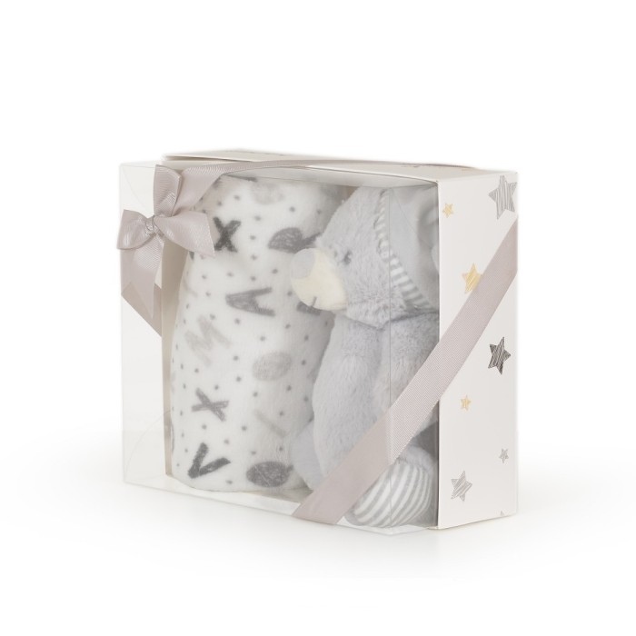 Κουβέρτα Αγκαλιάς Γκρι Αρκουδάκι 90x75cm Cangaroo