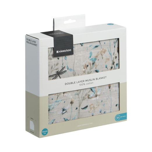 Κουβέρτα Αγκαλιάς Mουσελίνα 100x100cm Dreamy Fields Grey Kikka boo