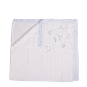 Κουβερτούλα Μουσελίνα 100x120cm Μπλε Αστεράκια Cangaroo