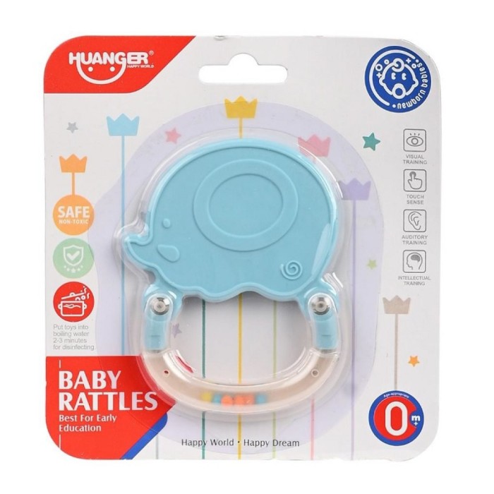 Κουδουνίστρα - Μασητικό Μπλε Ελεφαντάκι Huanger HE0102