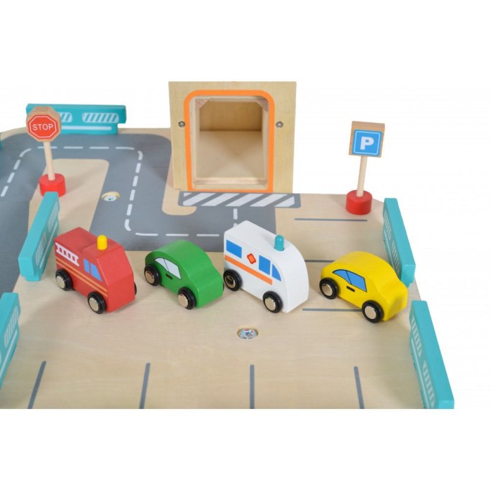 Ξύλινο Γκαράζ 3 Επιπέδων 25τμχ Moni Toys1085