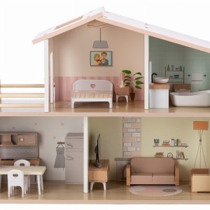 Ξύλινο Κουκλόσπιτο Με Έπιπλα FreeON