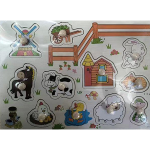 Ξύλινο Παζλ Φάρμα Με Χερούλι Martin Toys Ξύλινο Παζλ Φάρμα Με Χερούλι Martin Toys