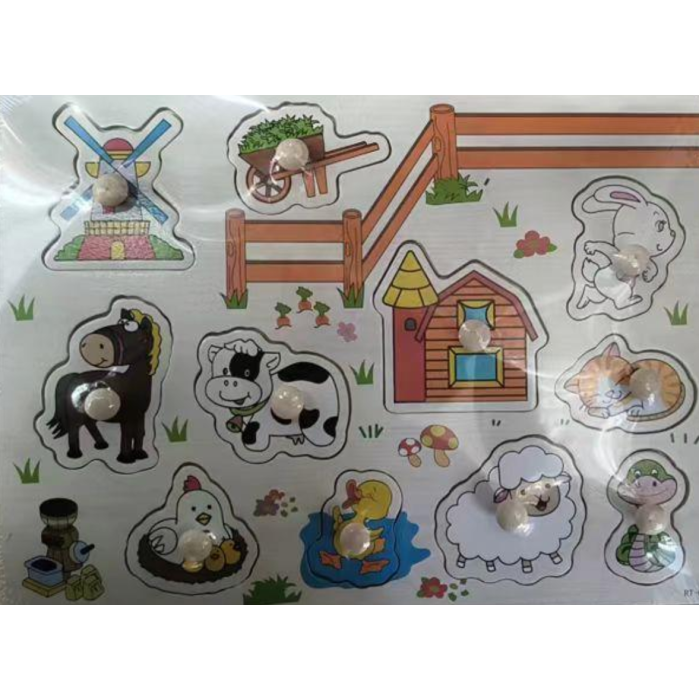 Ξύλινο Παζλ Φάρμα Με Χερούλι Martin Toys