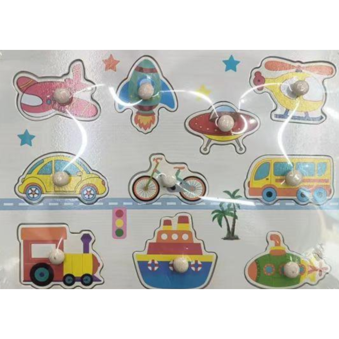 Ξύλινο Παζλ Μεταφορικά Μέσα Με Χερούλι Martin Toys