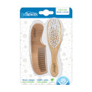 Ξύλινο Σετ Βούρτσα & Χτένα Μάλλιων Dr Brown