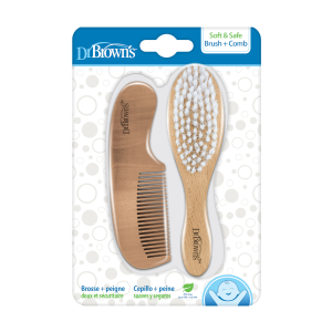 Ξύλινο Σετ Βούρτσα & Χτένα Μάλλιων Dr Brown