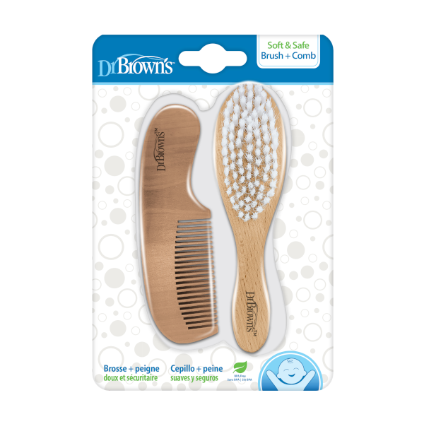 Ξύλινο Σετ Βούρτσα & Χτένα Μάλλιων Dr Brown