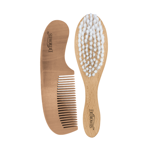 Ξύλινο Σετ Βούρτσα & Χτένα Μάλλιων Dr Brown