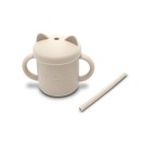 Κύπελλο Σιλικόνης Με Χερούλια Και Καλαμάκι Natural Beige Lorelli