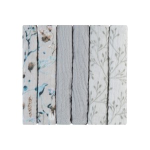 Λαβέτες Mουσελίνας 6τμχ 30x30εκ  Dreamy Fields Grey Kikka Boo