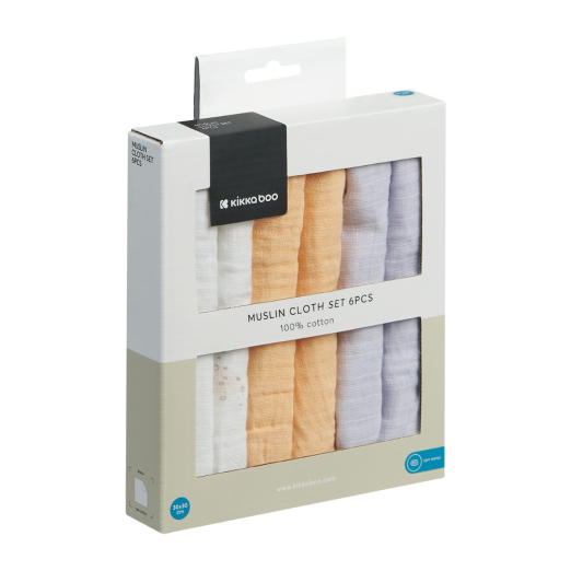 Λαβέτες Mουσελίνας 6τμχ 30x30εκ  Seally Me Kikka Boo