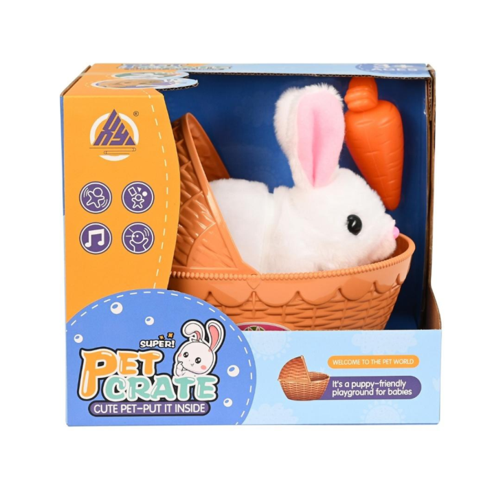 Λευκό Λαγουδάκι Με Κίνηση Και Ήχους Σε Καλαθάκι Με Αξεσουάρ Martin Toys