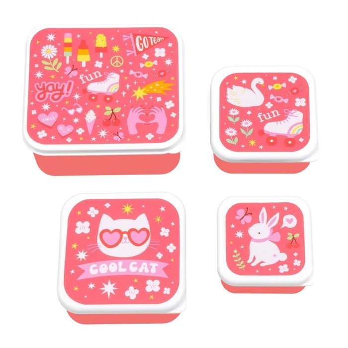A Little Lovely Company: Σετ 4 Δοχεία Φαγητού Lunch & Snack Box Fun A Little Lovely Company: Σετ 4 Δοχεία Φαγητού Lunch & Snack Box Fun