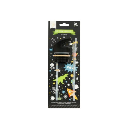 A Little Lovely Company Σετ Καπάκι Καλαμάκι Και Βουρτσάκι Galaxy