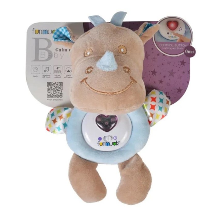 Λούτρινο Παιχνίδι Με Μουσική Και Φως Ρινόκερος FM888 Kaichi