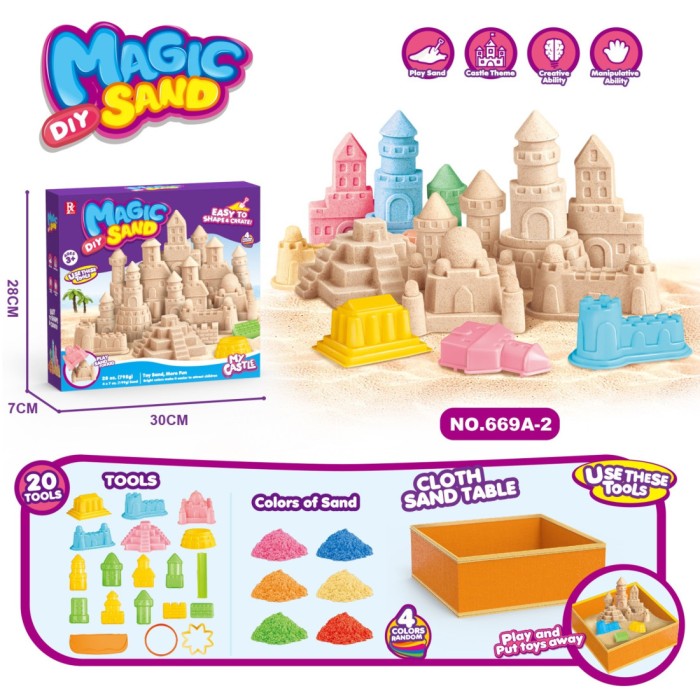 Μαγική Χρωματιστή Άμμος Με Καλούπια Για Κατασκευή Κάστρου Martin Toys