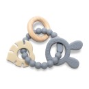 Μασητικό Σιλικόνης Kαι Ξύλου Οξιάς Rabbit Natural Grey Lorelli