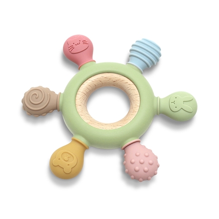 Μασητικό Σιλικόνης Kαι Ξύλου Οξιάς Rudder Natural Fresh Green Lorelli