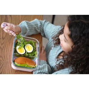 Melii Δοχείο Φαγητού Glass Bento με θήκη σιλικόνης (740ml) – blue