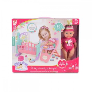 Μωρό Κούκλα 31cm Με Κούνια & Καρεκλάκι Φαγητού 8291