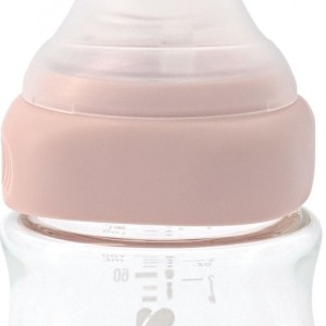 Mπιμπερό Γυάλινο Με Ασύμμετρη Θηλή Σιλικόνης 100ml Ρόζ Kikka Boo