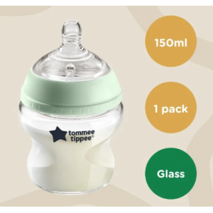 Μπιμπερό Γυάλινο Closer To Nature 150ml Με Θηλή Σιλικόνης 0m+ Tommee Tippee