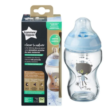 Μπιμπερό Γυάλινο Μπλε Closer To Nature 250ml Με Θηλή Σιλικόνης 0m+Tommee Tippee Μπιμπερό Γυάλινο Μπλε Closer To Nature 250ml Με Θηλή Σιλικόνης 0m+Tommee Tippee