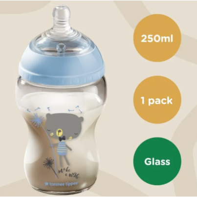 Μπιμπερό Γυάλινο Μπλε Closer To Nature 250ml Με Θηλή Σιλικόνης 0m+Tommee Tippee Μπιμπερό Γυάλινο Μπλε Closer To Nature 250ml Με Θηλή Σιλικόνης 0m+Tommee Tippee