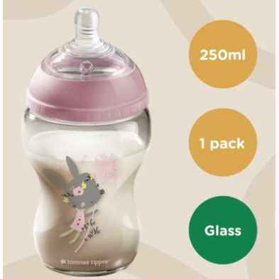 Μπιμπερό Γυάλινο Ροζ Closer To Nature 250ml Με Θηλή Σιλικόνης 0m+Tommee Tippee Μπιμπερό Γυάλινο Ροζ Closer To Nature 250ml Με Θηλή Σιλικόνης 0m+Tommee Tippee