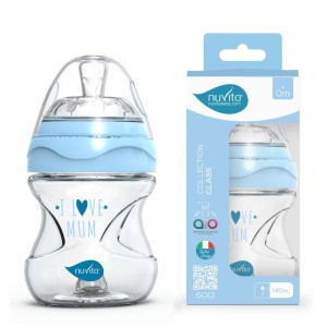 Μπιμπερό Γυάλινο Anticolic 6013 Blue 140ml 0m+ Nuvita