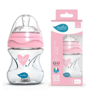 Μπιμπερό Γυάλινο Anticolic 6013 Pink 140ml 0m+ Nuvita