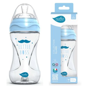 Μπιμπερό Γυάλινο Anticolic 6033 Blue 240ml 2m+ Nuvita