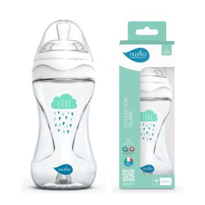 Μπιμπερό Γυάλινο Anticolic 6033 White 240ml 2m+ Nuvita