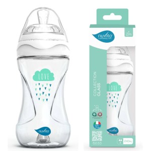 Μπιμπερό Γυάλινο Anticolic 6033 White 240ml 2m+ Nuvita