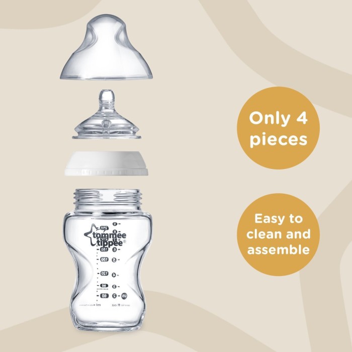 Μπιμπερό Γυάλινο Closer To Nature 250ml Με Θηλή Σιλικόνης 0m+ Tommee Tippee